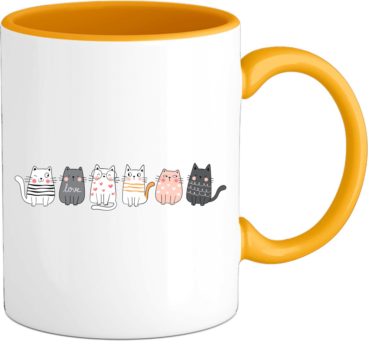 Katten vrienden - Mok - Geel