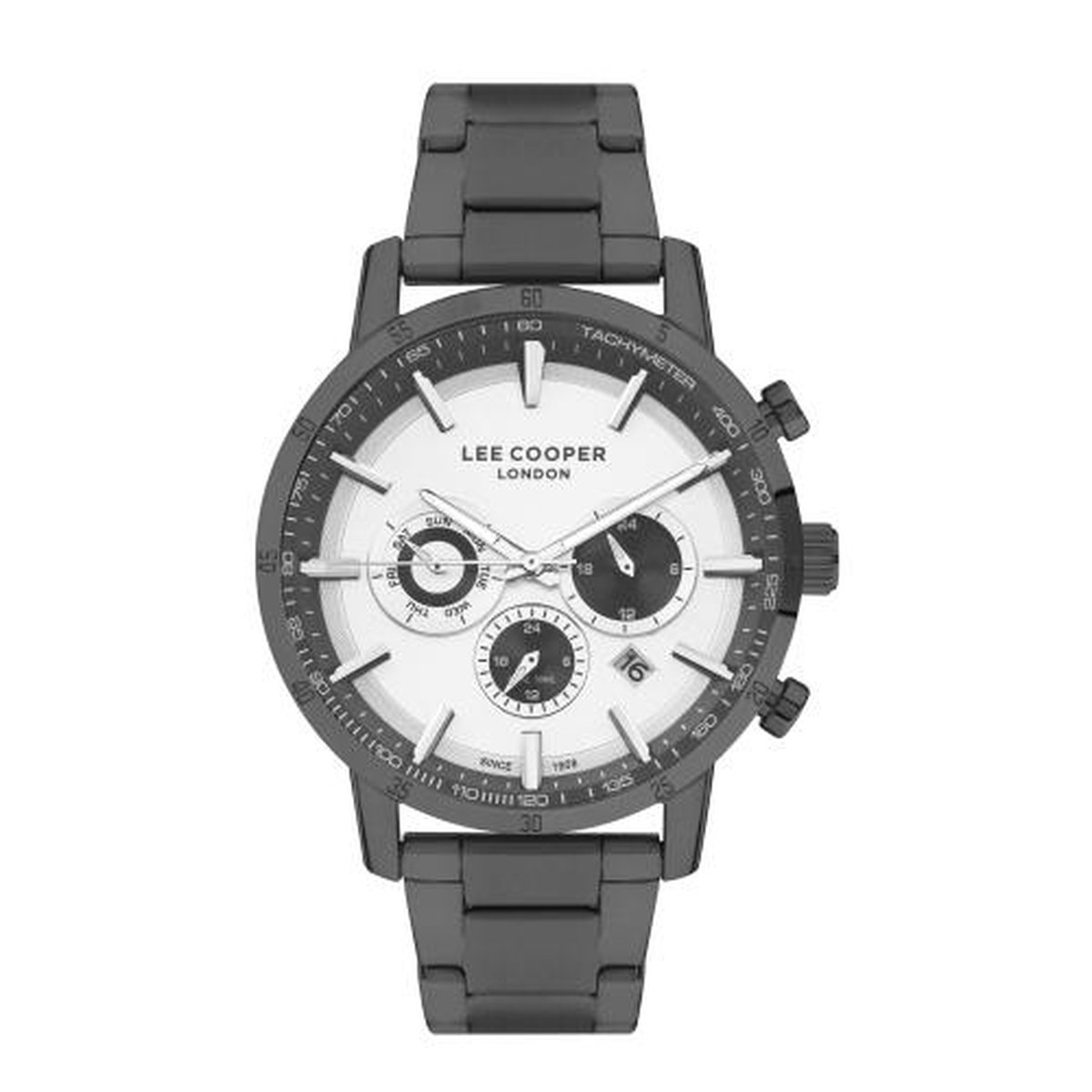 Lee Cooper LC07357.030 - Horloge - Analoog - Mannen - Heren - Stalen band - Staal - Datumaanduiding - Gun - Zilverkleurig