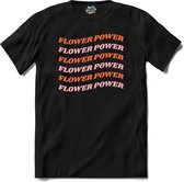 Flower power - T-Shirt - Meisjes - Zwart - Maat 12 jaar