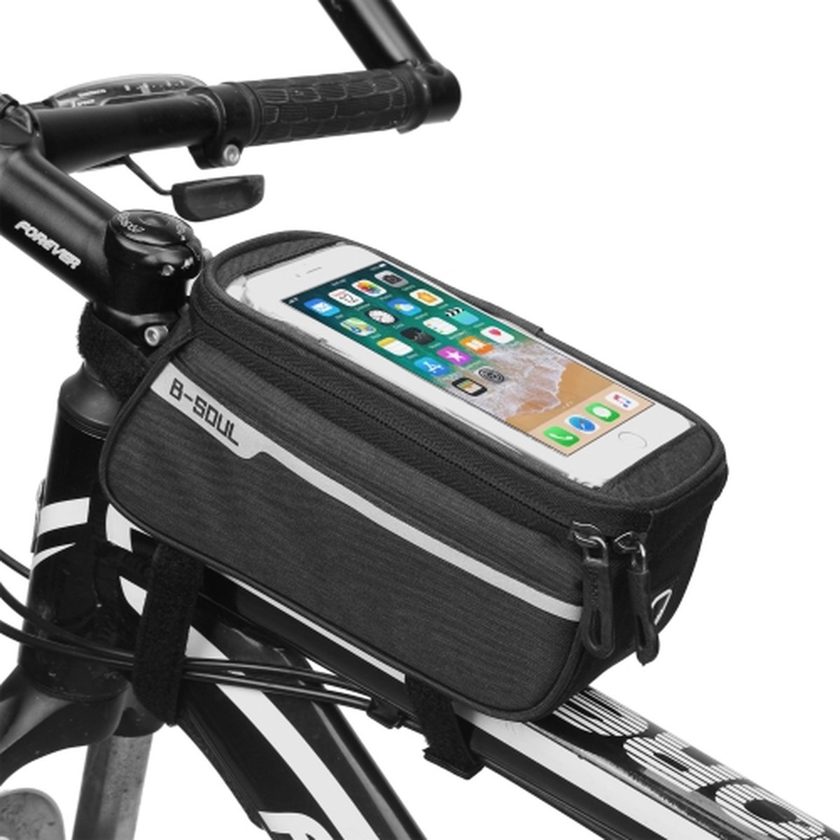 B-Soul YA249 Mountainbike Front Beam Bag Fietstas Rijuitrusting Zadeltas Bovenste Pijp Pakket (Zwart)