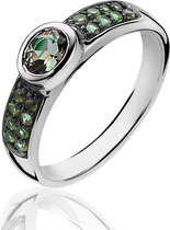 Zinzi - Zilveren Ring - Ovaal - Groen - Maat 56 ZIR1044G56
