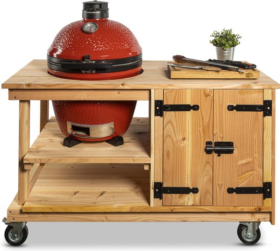 Douglas tafel met kast + Kamado Joe Classic of Big Joe - Rood