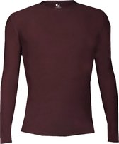 BADGER SPORT - Shirt Met  Lange Mouwen - Pro Compression - Diverse Sporten - Volwassenen - Polyester/Elastaan - Heren - Ronde Hals - Ondershirt - Zweet Afvoerend - Bordeaux - X-Large