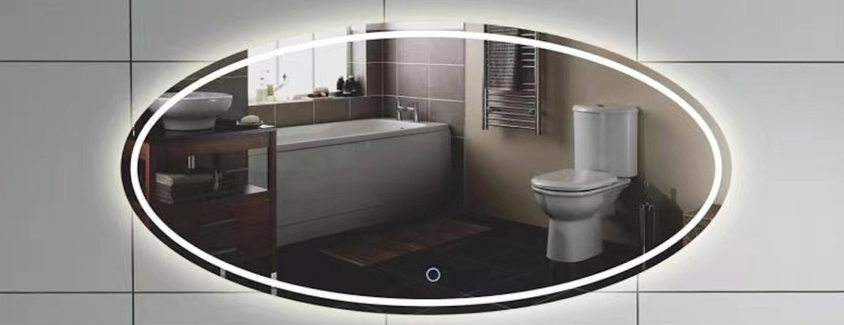 WOON-DISCOUNTER.NL - Spiegel Mandal 80 x 60 - Ovaal - Frameloos - LED-verlichting (dimbaar) - Anti-condens - 301526