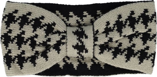 Haarband Winter Knoop Knitted Fantasie Ruit Zwart Grijs