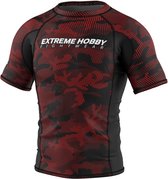 Extreme Hobby - Havoc Red - Rashguard Short Sleeve - Compression Shirt - Rouge, Noir - Taille L