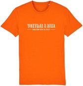 Voetbal & bier daarom ben ik hier Rustaagh unisex t-shirt XL - Oranje shirt dames - Oranje shirt heren - Oranje shirt nederlands elftal -  WK voetbal 2022 shirt - WK voetbal 2022 kleding - Nederlands elftal voetbal shirt