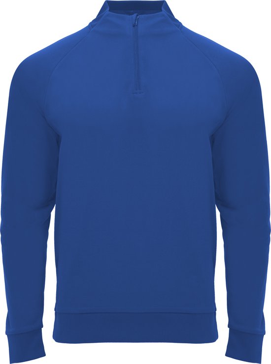 Kobalt Blauw sportshirt met raglanmouwen en halve rits manchetten van ribboord model Epiro maat XL