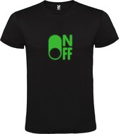 Zwart T-Shirt met “ On/Off Button OFF “ afbeelding Glow in the Dark Groen Size XS