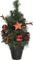 Everlands Mini Kerstboom Deco 30 cm - Groen/Rood