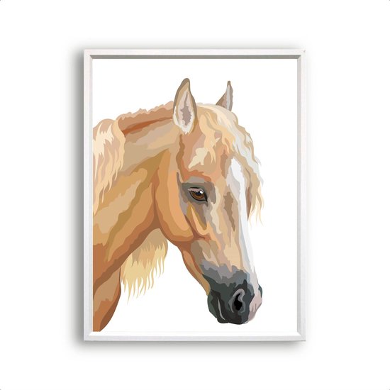 Postercity - Design Poster Licht Bruin Paard rechts aquarel - Dieren Paarden Poster - Kinderkamer / Babykamer - 40x30cm
