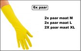 6x Paar Handschoenen lang geel assortie maten M, L en XL - Themafeest | Gala | Sinterklaas | Piet | Sint | Pieten | Handschoen