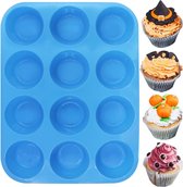 Consumerce® Premium Siliconen Bakvorm Blauw voor 12 Cupcakes - Muffin Vorm - Cupcake vorm - Bakvorm