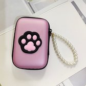 Oortjes Zipper Case – Hondenpoot Roze – Opbergtas met Rits – 12*8 cm
