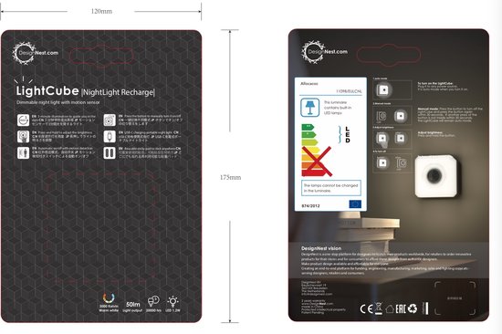 DesignNest LightCube - Nachtlamp - Sensor van Designnest — afbeelding 4