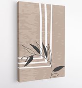 Earth tone boho gebladerte lijntekeningen tekenen met abstracte vorm. Abstract Plant Art-ontwerp voor print, omslag, behang, minimale en natuurlijke kunst aan de muur. 4 - Moderne schilderijen – Verticaal – 1827852692 - 150*110 Vertical
