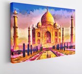 Taj Mahal kleurrijk geel paars digitaal schilderen - Modern Art Canvas - 615914327 - 80*60 Horizontal