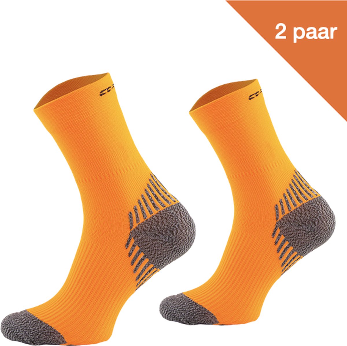 Comodo Compressie Sokken - 2 Paar - Hardloopsokken | Sportsokken - Kleur Neon Oranje - Maat 39-42