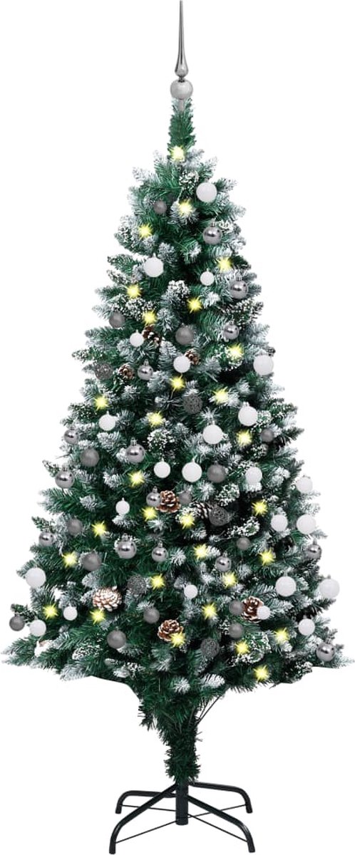 Prolenta Premium - Kunstkerstboom met LED's, kerstballen en dennenappels 180 cm