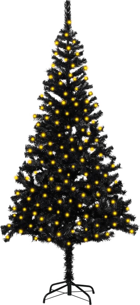 Prolenta Premium - Kunstkerstboom met LED's en standaard 210 cm PVC zwart