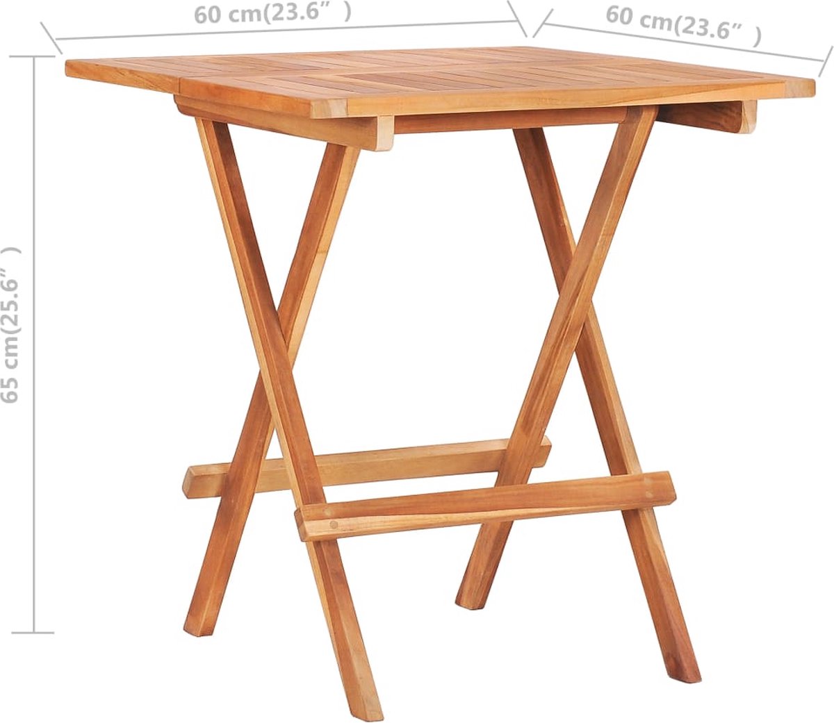 Table Pliante Ronde En Teck Massif - Diamètre 60 Cm, Hauteur 75 Cm - Pour Balcon, Terrasse, Bistrot