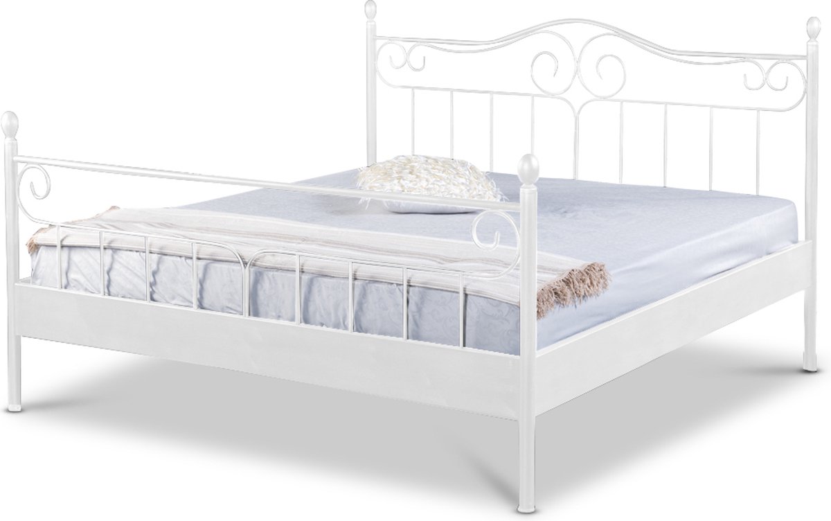Bed Box Wonen - Virginia metalen bed - Wit - 140x220