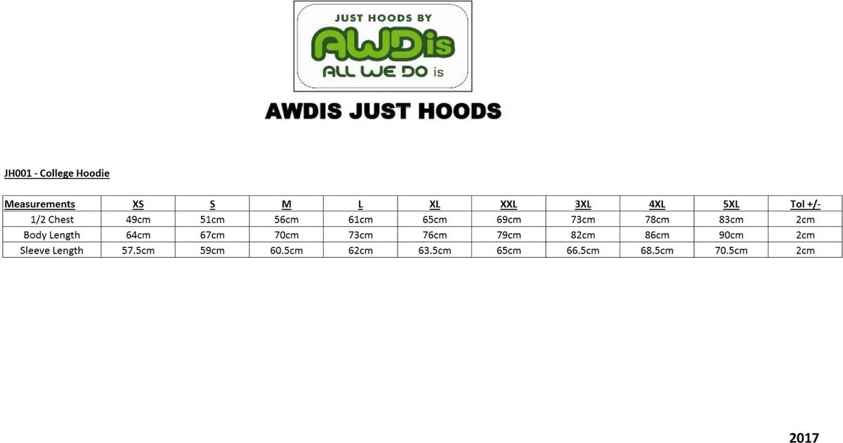 AWDis Just Hoods / Arctic White College Hoodie size 2XL