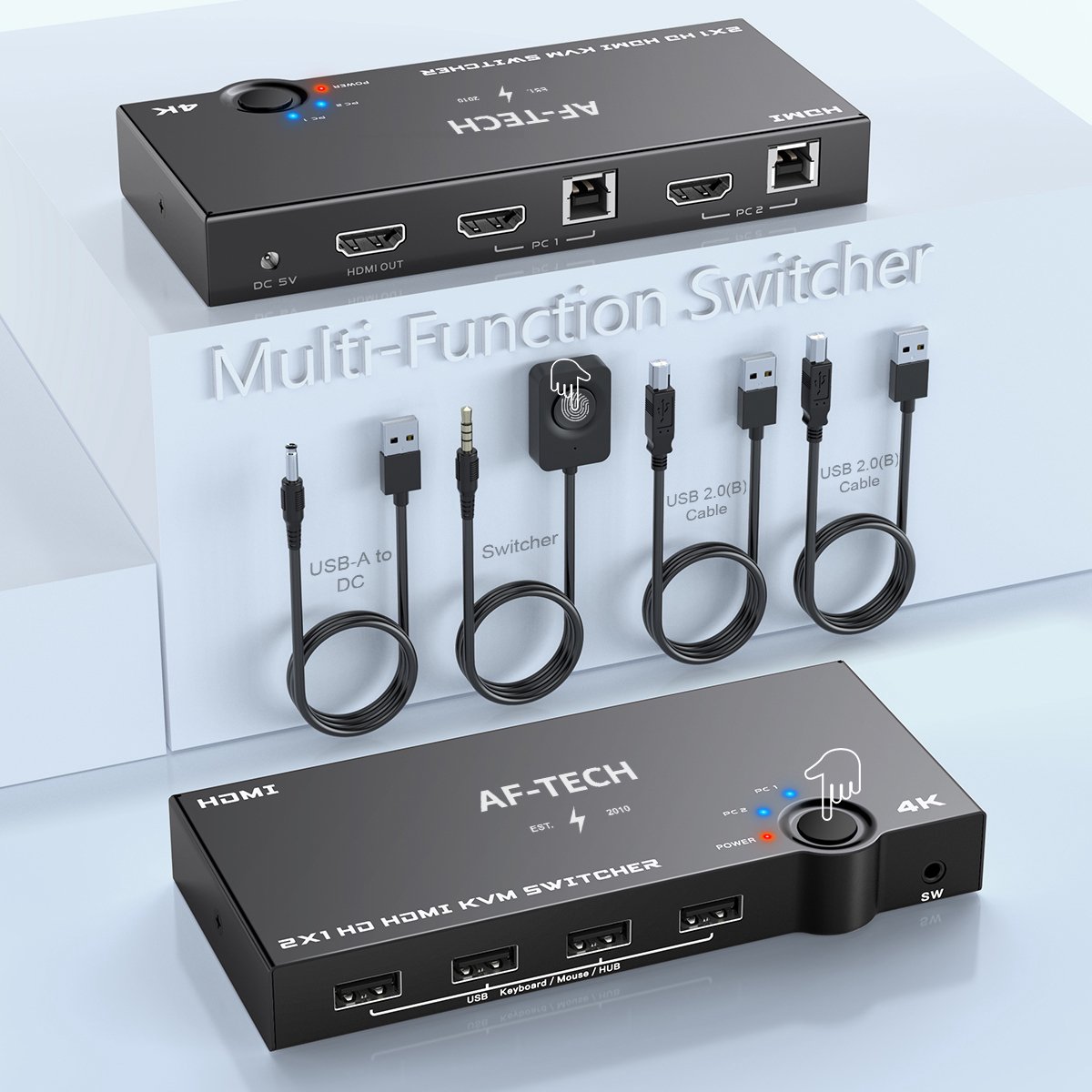 KVM USB Switch - USB 3.0 - HDMI - 4K 60HZ HDR - 2 computers