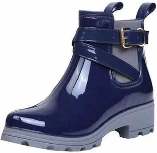 Trendy halfhoge laarzen - dames -marineblauw- met 2 paar katoenen sokken maat 38