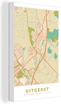 Canvas Schilderij Uitgeest - Plattegrond - Vintage - Kaart - Stadskaart - 40x60 cm - Wanddecoratie