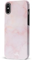 xoxo Wildhearts Marble Dusty Pink - Double Layer - Hardcase hoesje geschikt voor iPhone X / Xs hoesje roze - Roze shockproof case geschikt voor Apple iPhone X / Xs hoesje marmer - Roze