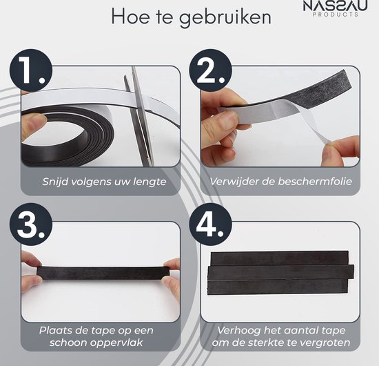 Nassauproducts® - Magneetband met Plakstrip - 10 Meter Lang - Magneetstrip - Magneet Tape -  Zelfklevend - Zwart - Nassauproducts