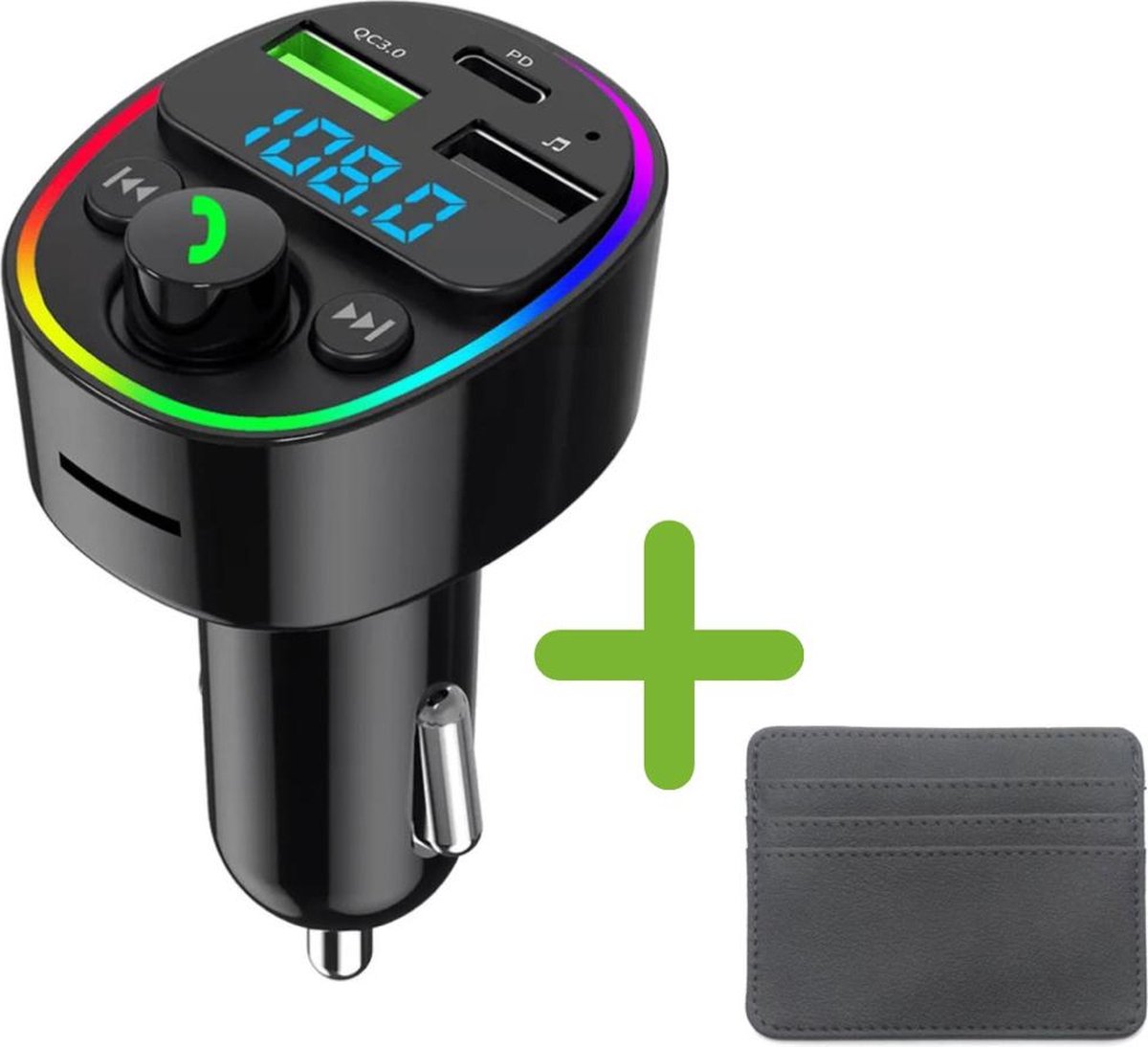 FM Transmitter Bluetooth - Teedz – Snellader - Handsfree Bellen - RGB - USB  C - USB 