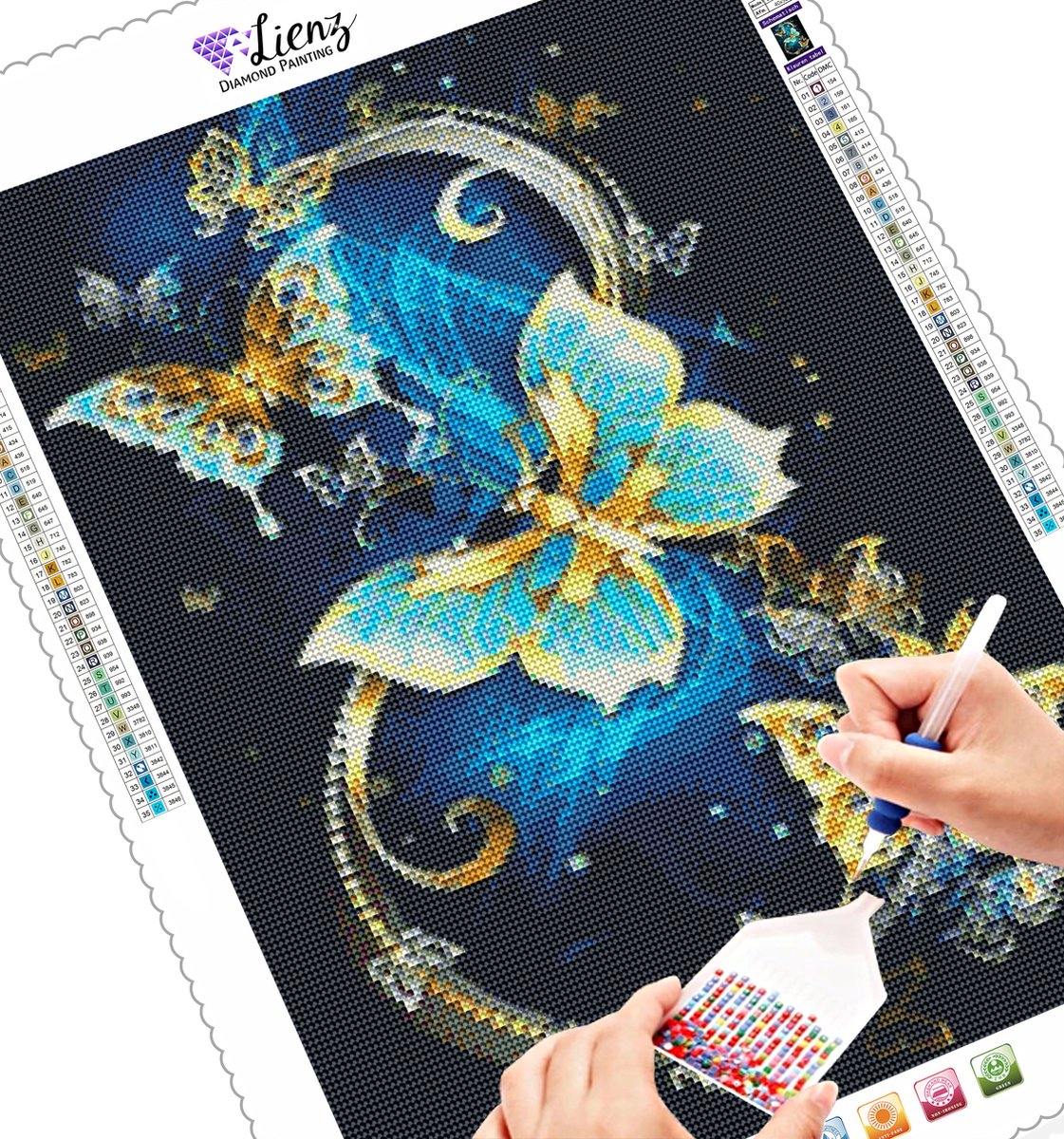 Lienz® Diamond Painting volwassenen 40x50cm – Rond – Vlinders – Volledig - Pakket Volwassenen — afbeelding 3