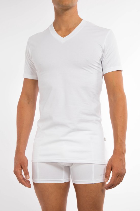 Claesen's Basics T-shirts (2-pack) - heren T-shirts V-hals - wit - Maat: XL bol.com