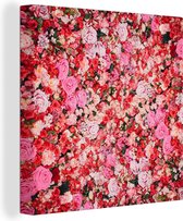 Toile Peinture Fleurs - Couleurs - Roses - 20x20 cm - Décoration murale