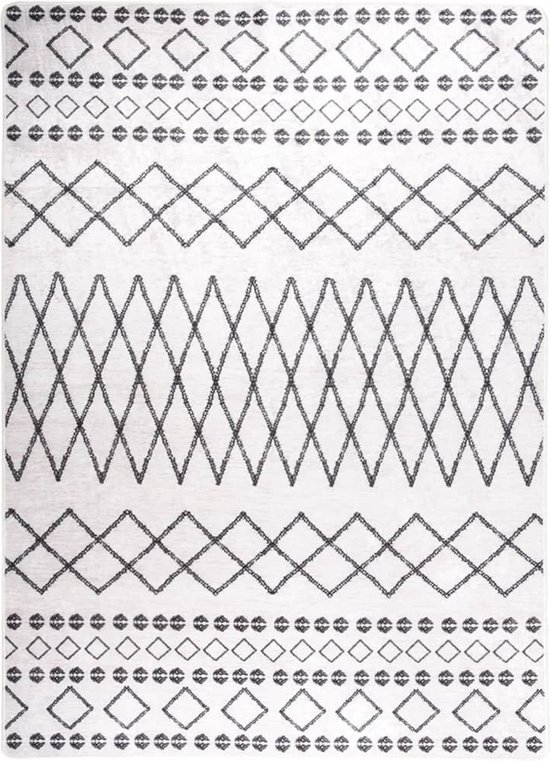 vloerkleed - wasbaar - zwart wit - anti slip - zacht - decoratie - bescherming - fluweel - weinig onderhoudt - 120 - 180  cm