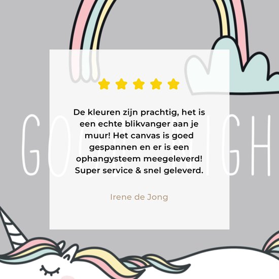 Peinture sur toile Licorne - Citations - Bonne nuit - Licorne - Texte - Arc-en-ciel - Dictons - Décoration murale filles - Décoration chambre d'enfant - 60x90 cm
