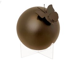 RVS bol urn met vlinder gepoedercoat - 100mm doorsnede  - inhoud 0,4L - incl. sokkel