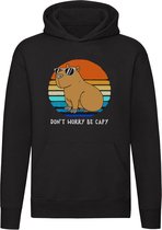 Don't worry be capy Hoodie - dieren - capibara - knaagdier - chill - blij - leven - relax - motivatie - verjaardag - unisex - trui - sweater - capuchon
