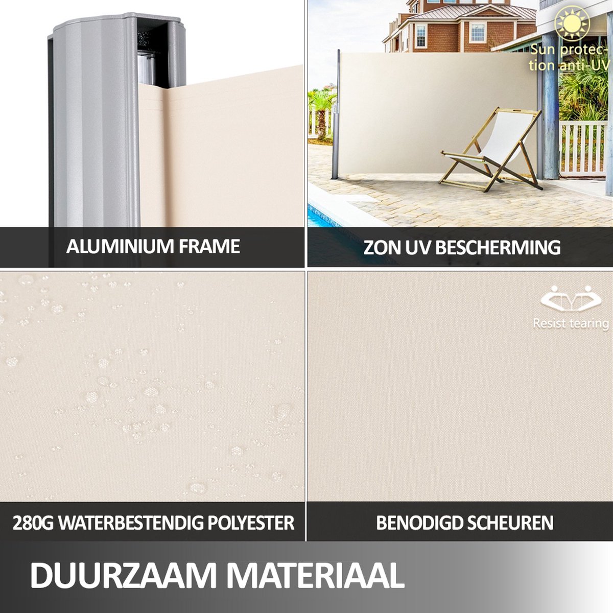 Outsunny Zonnescherm tuinscherm knikbaar bescherming tegen de zon 3-delig