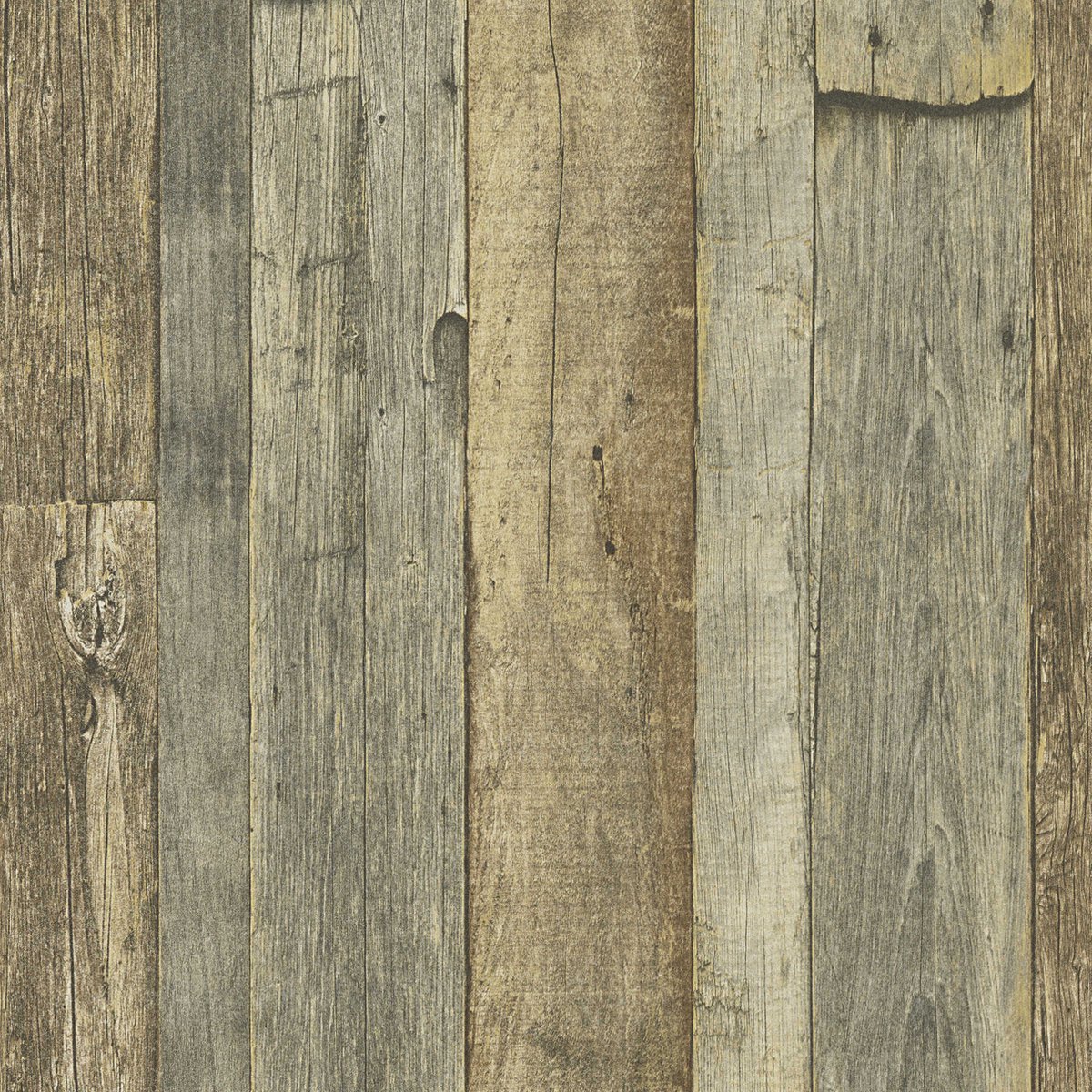 OUDE HOUTEN PLANKEN BEHANG | industrieel - Bruin Geel Crème - A.S. Création Elements 2