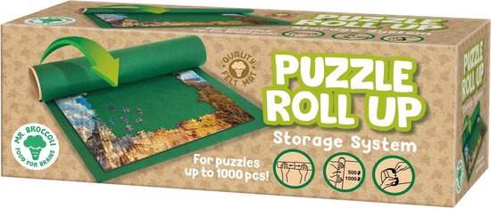 Foto: Mr broccoli puzzle roll up puzzelmat geschikt voor puzzels van 500 1000 stukjes puzzelrol met extra lang vilt