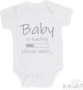 100% katoenen Romper "Baby is loading please wait..." Unisex Katoen Wit/grijs Maat 56/62