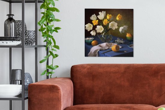 Tableau Peinture Nature Morte - Vase - Fruit - 50x50 cm - Décoration murale