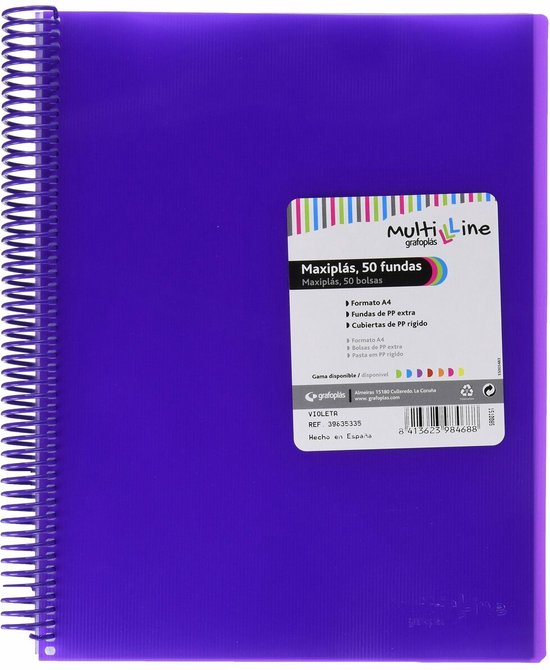 Grafoplás - Carpeta Escolar de Fundas Transparentes A4, Tapas Flexibles