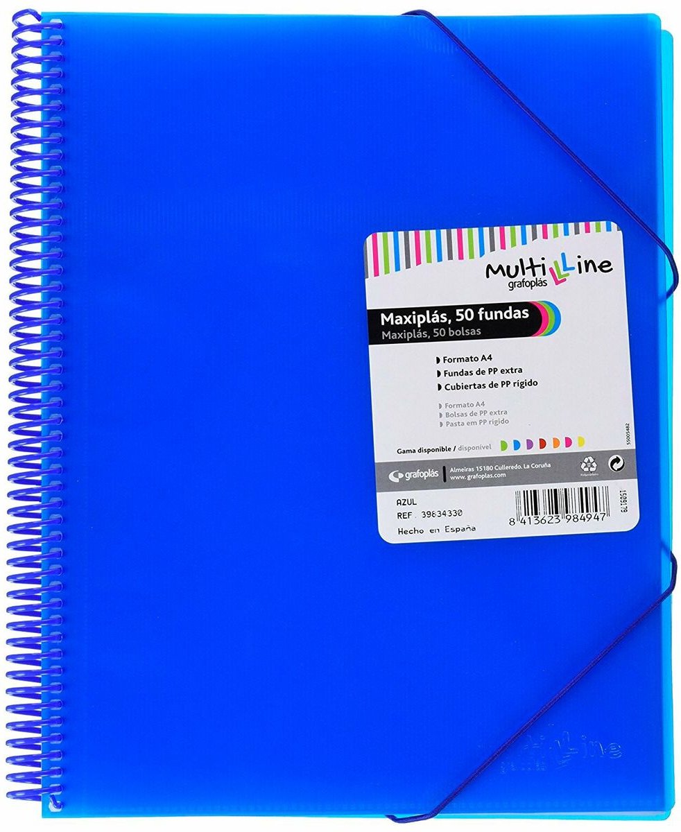 Organiser Map Grafoplas Maxiplás Blauw A4 Spiraal