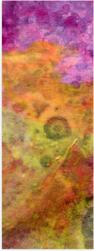 Poster Glanzend – Abstracte Vormen in Oranje, Gele en Paarse Tinten - 20x60 cm Foto op Posterpapier met Glanzende Afwerking