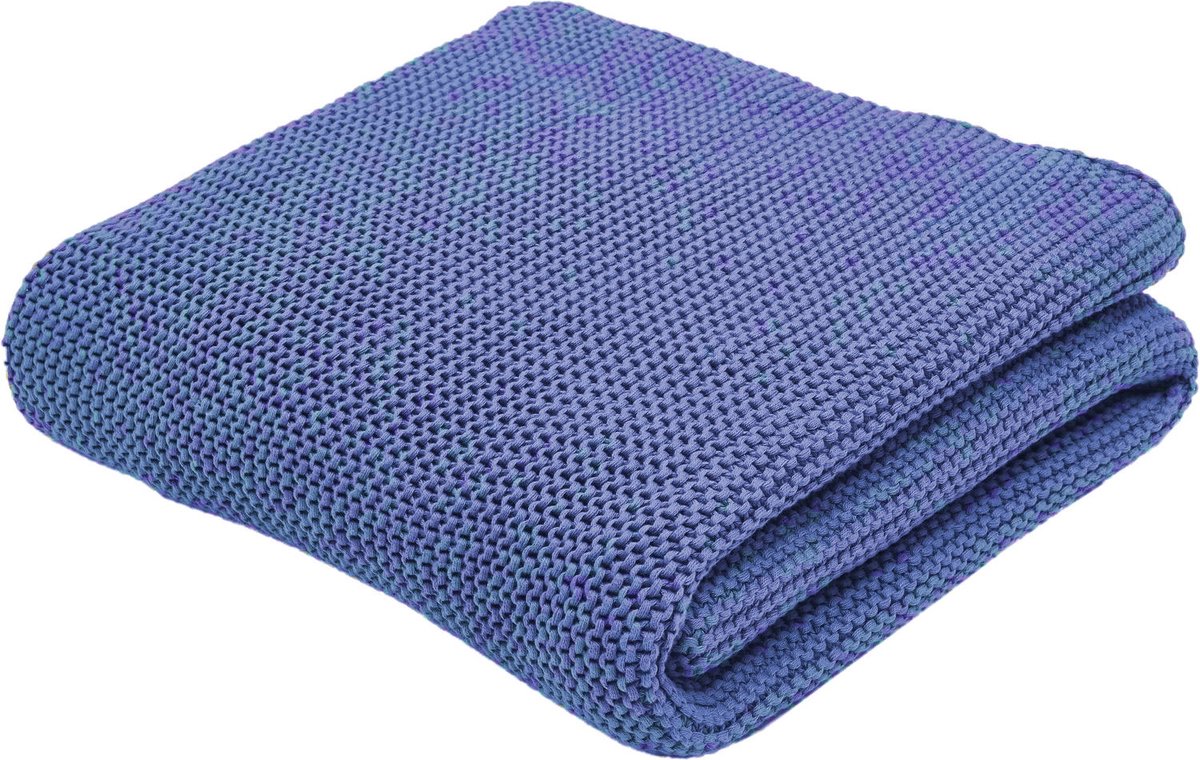 Swissation Plaid Noëlla Tricot - Gebreide plaid - Deken - Bedloper - 130x170cm - Kobaltblauw