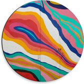 Dibond Muurcirkel - Abstracte Meerkleurige Strepen - 30x30 cm Foto op Aluminium Muurcirkel (met ophangsysteem)